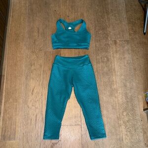 Booty by Brabants croco skin green bra + legging set, one size fits most